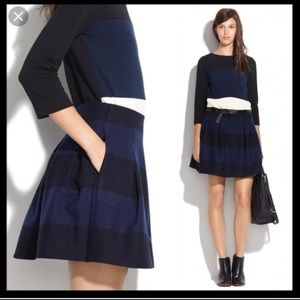 Madewell plaid wool black and blue skirt